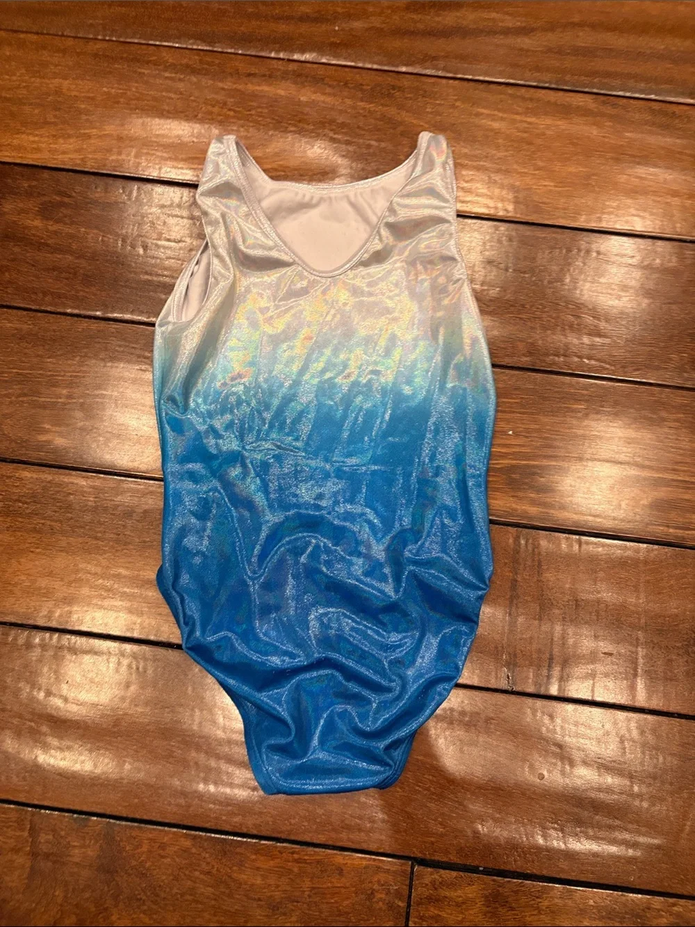 Girls Blue Ombre Rhinestone One-Piece Leotard